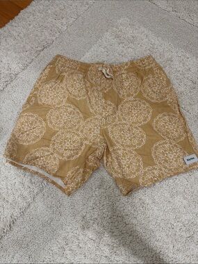 Rhythm. Men's Mustard Floral-Print Linen Shorts